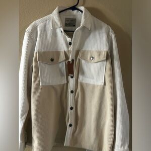 Outlander brand White/Tan Ribbed jacket with Buttons